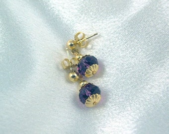 Elena Earrings - Purple Velvet Swarovski Crystal