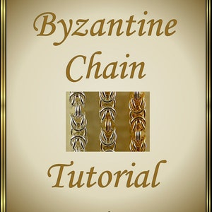 Puede incluir: Un tutorial para hacer una cadena bizantina, un tipo de cadena de joyería. La imagen muestra tres ejemplos de la cadena en plata, oro y una combinación de ambos.