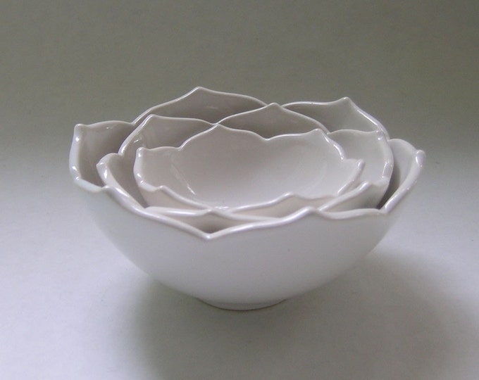 Three Nesting Lotus Bowls in Milk White ON SALE Etsy