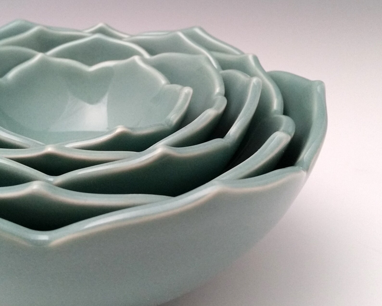 Ceramic Nesting Lotus Bowls Serving Bowls Set of Five Etsy