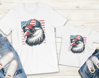 Camisetas a juego con el águila para el 4 de julio, camisetas para papá e hijo.