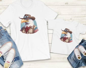Camiseta a juego con diseño de águila para el 4 de julio, conjunto para papá e hijo.