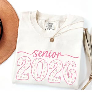 Senior 2026 Comfort Colors Coquette Bow Shirt, Floral Senior Retro Shirt, 2026 Seniors Shirt, High School Senior 2026 Tee, Class of 2026 Tee