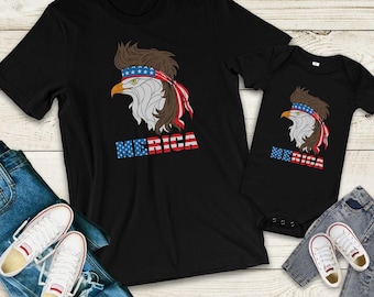 Camisetas a juego con el águila para el 4 de julio, camisetas para papá e hijo.