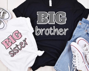 T-shirts grand frère et soeur assortis, t-shirts faire-part de fratrie