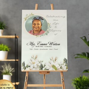 Tablero conmemorativo de la celebración de la vida/ Exhibición funeraria personalizada/ Mamá papá/ Abuelo/ Personalizar cartón de espuma/ Póster de retrato/Verde suave