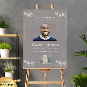 Tablero conmemorativo de la celebración de la vida / Exhibición funeraria personalizada / Mamá papá / Abuelo / Personalizar tablero de espuma / Póster de retrato / Oro gris