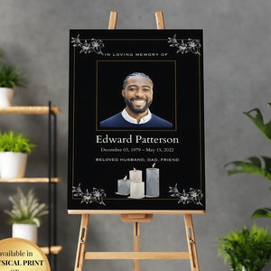 Tablero conmemorativo de la celebración de la vida / Exhibición funeraria personalizada / Mamá papá / Abuelo / Personalizar tablero de espuma / Póster de retrato / BlackGold