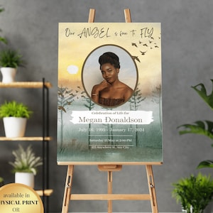 Poster À la douce mémoire | Présentoir funéraire personnalisé| Maman Papa| Grand-parent| LovedOne|Personnaliser le carton mousse| Tableau pour portraits| Forêt