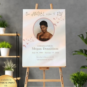 Poster À la douce mémoire | Présentoir funéraire personnalisé| Fille|Grand-mère| LovedOne|Personnaliser le carton mousse| Tableau pour portraits| Pastel
