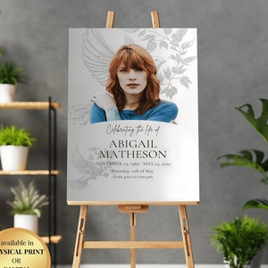 Tablero conmemorativo de la celebración de la vida / Exhibición funeraria personalizada / Mamá papá / Ser querido / Personalizar cartón de espuma / Póster de retrato / Paloma gris