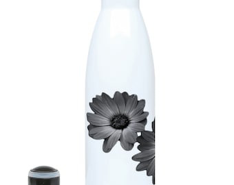 Dark Grey Osteospermum Flowers 500ml Water Bottle