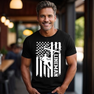 Camisa de liniero, liniero electricista, cuello azul de apoyo, camisetas de liniero, regalo para él, regalo de liniero de cable, camiseta de liniero, camisa de trabajo de liniero