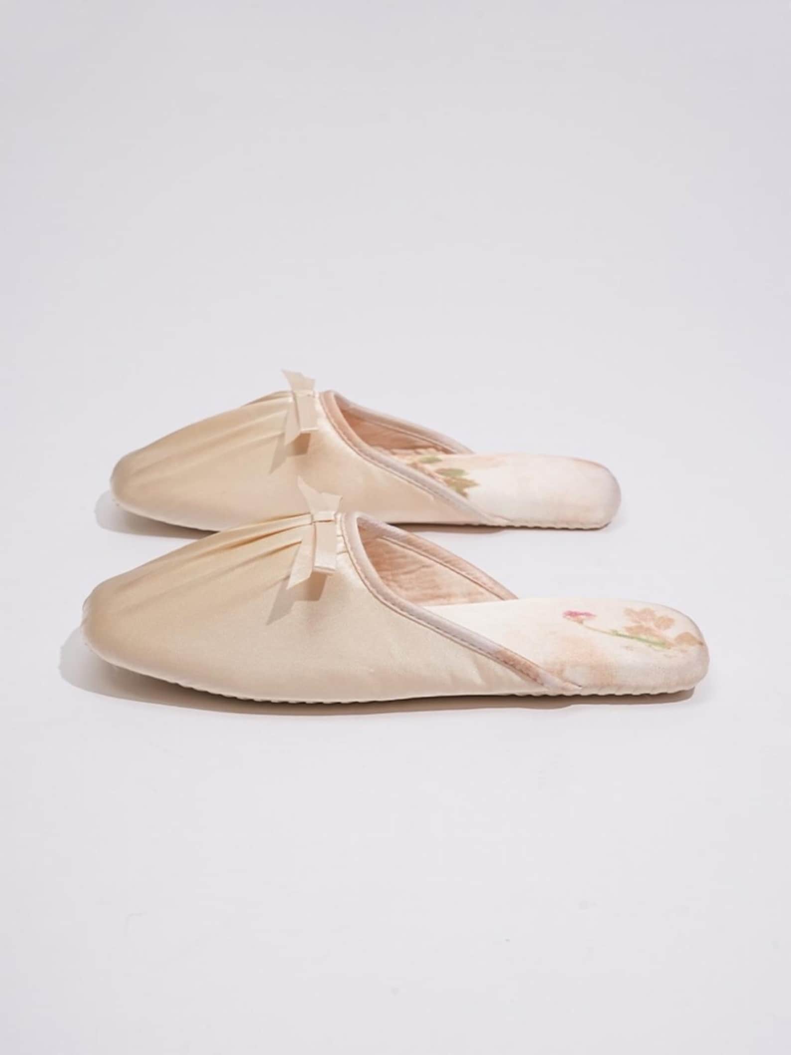 Ink Floral Slippers, Women House Slippers, Elegant Indoor Slippers, Comfortable Footwear, Gift for Mom - champagne, 9/10 US women's