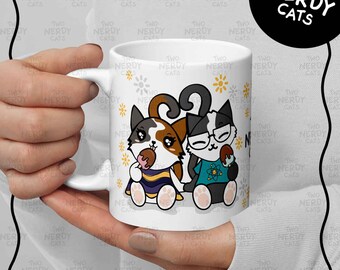 Cartoon Kitties Ice Cream Mug – Kawaii Nerdy Cat Art