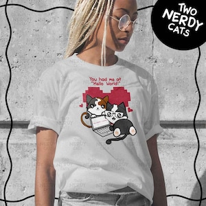 Nerdy Cats Coding T-Shirt: Geeky Programmer Love, Computer Science Gift