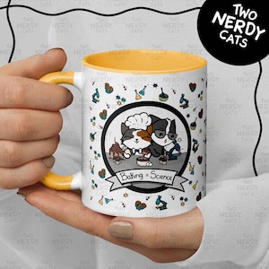 Colorful Geeky Cup with Cats Baking in a Science Lab, Nerdy Cat Mug, Chemistry Mug, Cat Scientist Mug, Gift for Bakers, Science Teachers Mug