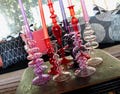 Bright Red, Pink and Purple Glass Candlesticks for Romantic Coffee Table Decor