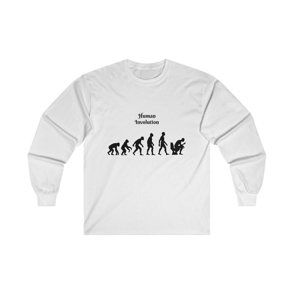 Human Evolution Human Involution On The Toilet Unisex Ultra Cotton Long Sleeve Tee Long Sleeves Livingtee