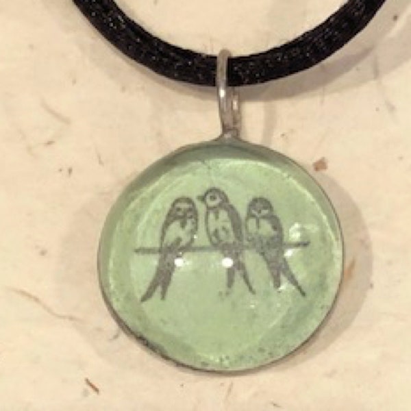 Three Birds, 3 Birdies, Three Children, Mama Bird, Pendant, Bird Jewelry