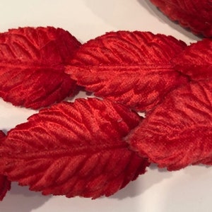 Velvet, Leaves, Red, Velvet Leaf, Ribbon, Leaf Trim, Red