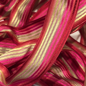 Striped Ribbon, Red Ribbon, Wired Ribbon, 2 yds