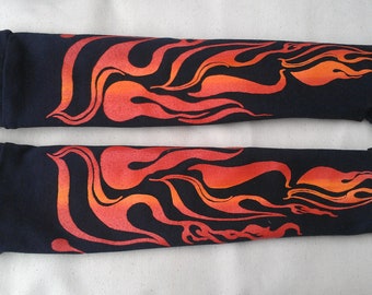 Sale! Printed Bold Flames Black Stretch Kevlar sleeves 18"