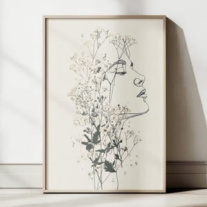 Minimalist Abstract Line Art Floral Poster | Feminine Botanical Wall Art | Printable Home Decor | Instant Download | Botanical Poster