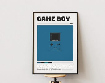 Poster retrò del Gameboy - Arte murale vintage, console portatile classica, arredamento per giocatori e collezionisti Nintendo - Gameboy blu