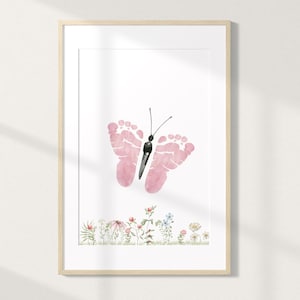 Artisanat empreinte de pas de papillon | Bricolage d'été | Souvenir empreinte de pas pour bébé et enfant | Art imprimable pour enfants | Art numérique