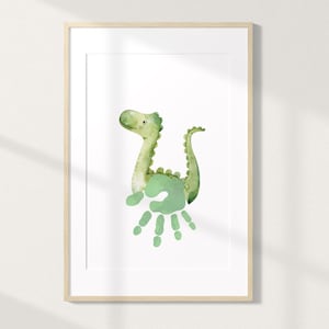 Dinosaur Handprint Craft | Baby & Kids&#39; Handprint Keepsake | Printable Kids Art | Digital Art | Dinosaur Kid&#39;s Room