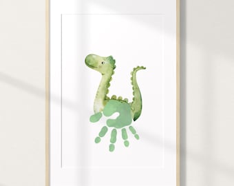 Dinosaur Handprint Craft | Baby & Kids&#39; Handprint Keepsake | Printable Kids Art | Digital Art | Dinosaur Kid&#39;s Room