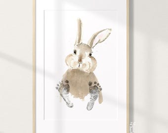 Bunny Footprint Craft | Baby & Kids&#39; Footprint Keepsake | Printable Kids Art | Digital Art | Easter Craft