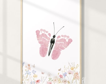 Butterfly Footprint Craft | Summer craft | Baby & Kids&#39; Footprint Keepsake | Printable Kids Art | Digital Art