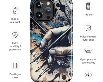 Artistic Hand Design Phone Case | Dual-Layer Protection | Impact-Resistant & TPU Liner | Induction Charger Compatible