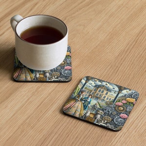 Cork-back coaster Coffee table coaster tea coaster steampunk coaster