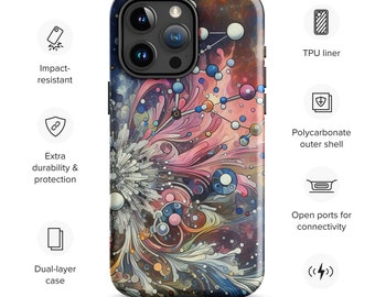 Abstract Molecular Burst iPhone® Case | Dual-Layer Protection | Impact-Resistant Polycarbonate | TPU Inner Liner