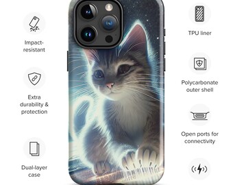 Galactic Kitten iPhone Case | Dual-Layer Protection | Polycarbonate & TPU | Impact-Resistant | Wireless Charging Compatible