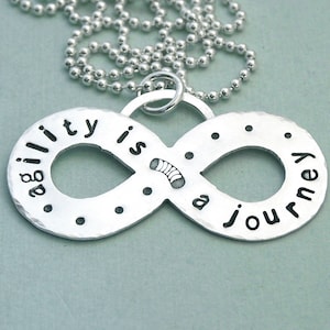 Agility is a journey - Hand Stamped Sterling Silver Dog Agility Necklace - Canine Agility Jewelry
