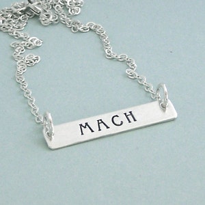Sterling Silver MACH Necklace - Dog Agility Necklace - Hand Stamped Bar Necklace - Dog Agility Gift - Title Necklace