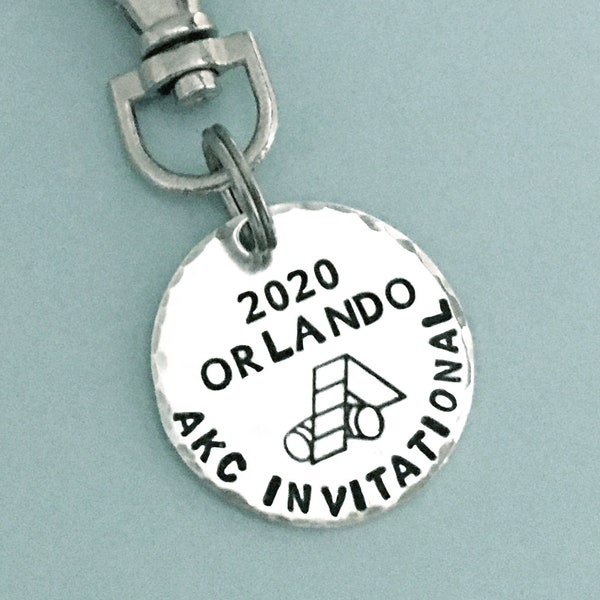 AKC Invitational Commemorative Charm - Hand Stamped Sterling Silver - Dog Agility - Canine Agility