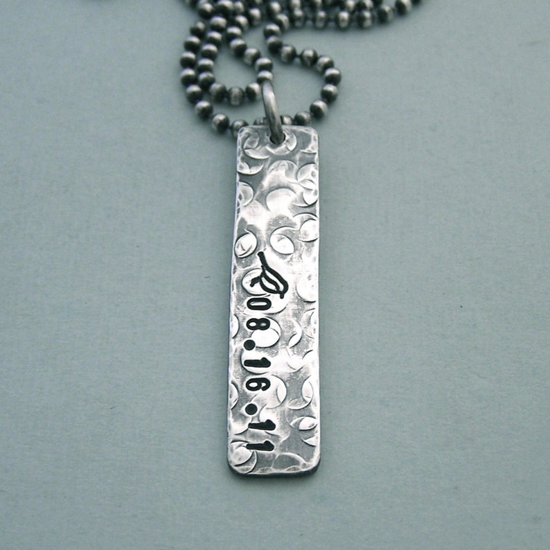 Unisex Anniversary Necklace Hand Stamped Sterling Silver Etsy