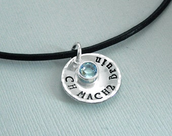LARGER DISC - Dog Agility Title Necklace - Sterling Silver and Swarovski Crystal - Canine Agility Jewelry