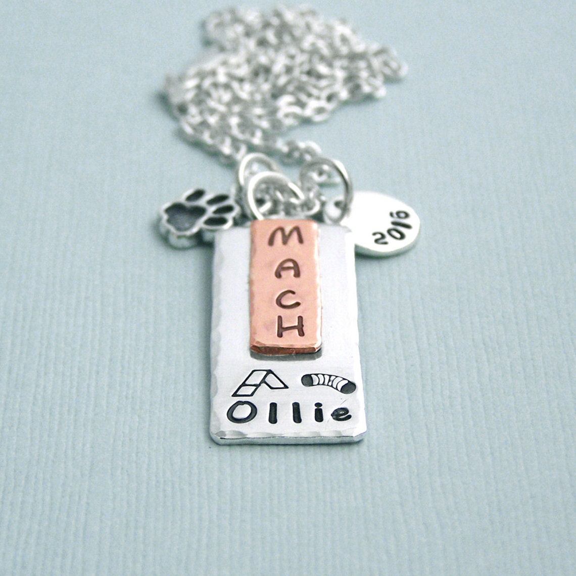 Dog Agility Title Necklace Mixed Metal Hand Stamped Pendant Etsy