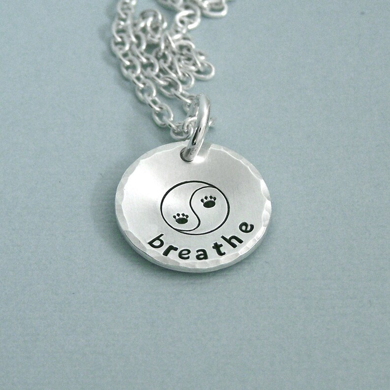 Dog Agility Necklace Hand Stamped Sterling Silver Breathe Etsy.de