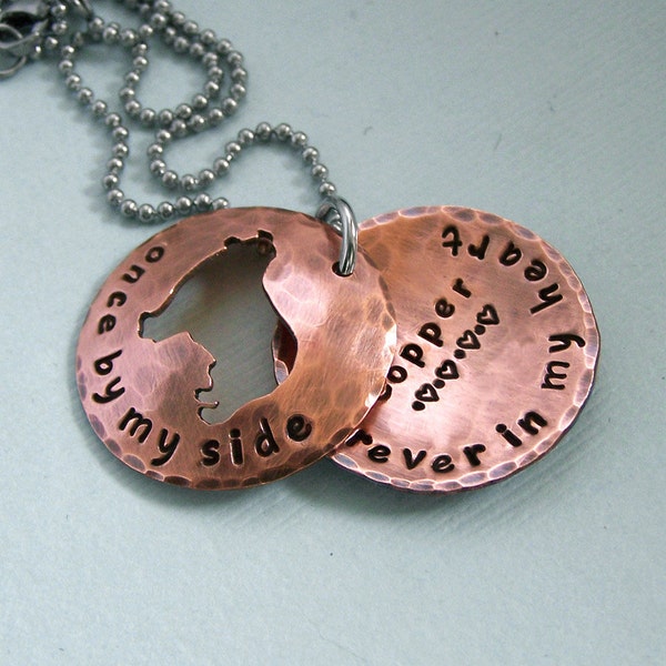 Personalized Open Heart Locket Style Necklace - Hand Stamped Copper on Stainless Steel Chain - Aussie Jewelry - Remembrance Necklace