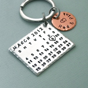 Calendar Key Ring - Personalized - Aluminum and Copper Key Chain with Additional Discs