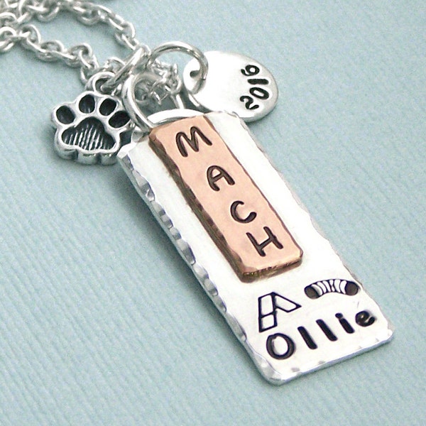 Dog Agility Title Necklace - Mixed Metal Hand Stamped Pendant  - Dog Agility Enthusiasts - Canine Agility Jewelry - MACH PACH ATCH AdCH