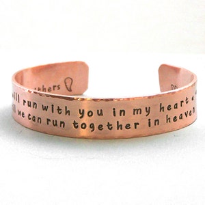 I will run with you in my heart - Personalized Dog Agility Remembrance Cuff Bracelet - Canine Agility Jewelry