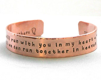 I will run with you in my heart - Personalized Dog Agility Remembrance Cuff Bracelet - Canine Agility Jewelry